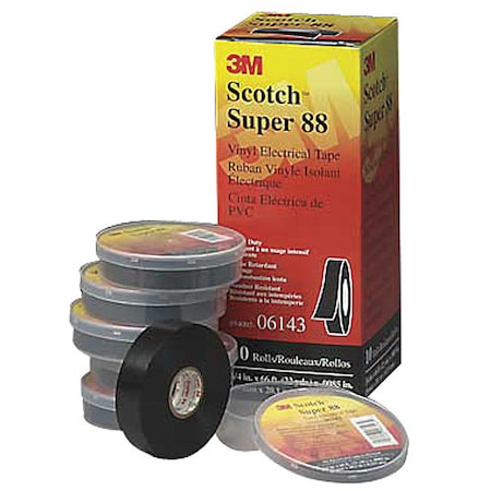 ElectricalTape, Black, 36ydL, 3/4inW, PK48 MPN:88-Super-3/4x36YD
