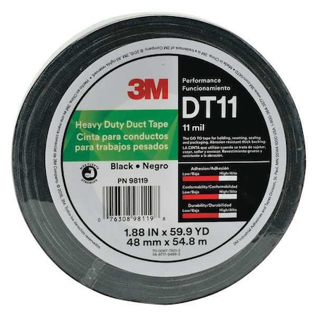 Duct Tape, Black, 60 yd L, 1-7/8 in W MPN:DT11