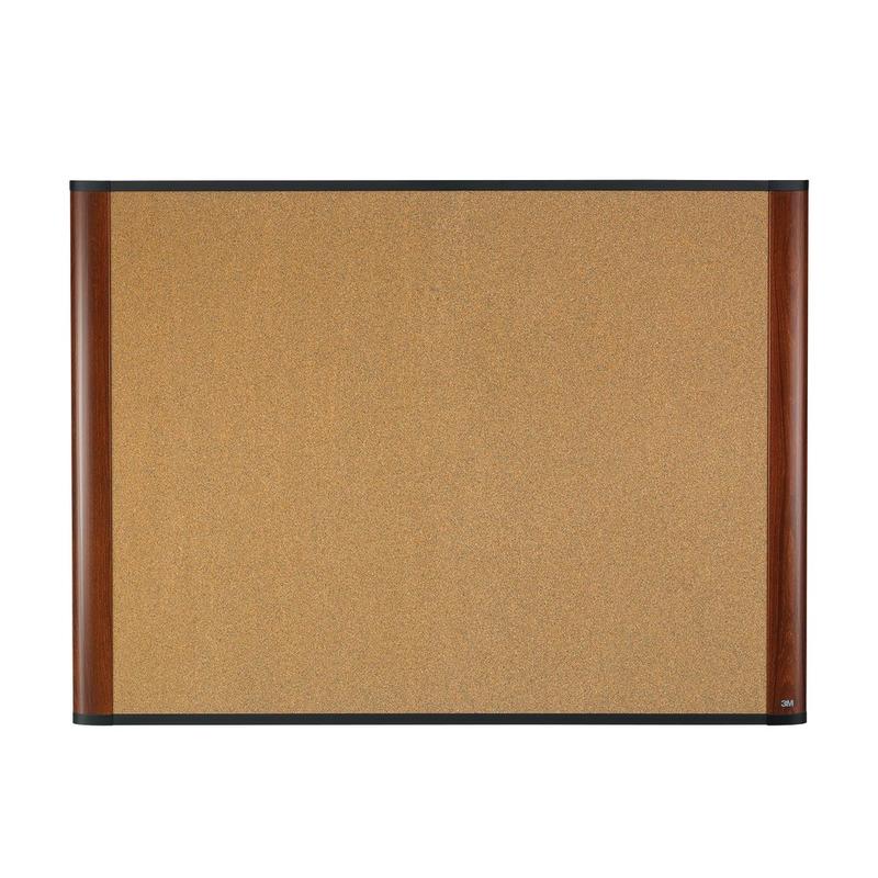 3M Cork Bulletin Board, 48in x 36in, Aluminum Frame With Mahogany Finish MPN:C4836MY