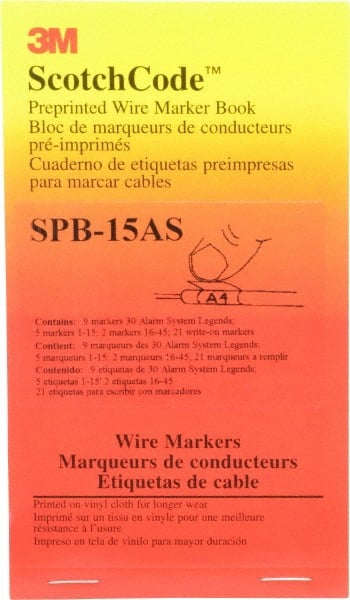 Series SPB-15AS, 426 Labels, 1.37 Inch Long x 0.22 Inch Wide x 1/4mm Thick, Alphanumeric, Electrical Vinyl Film Book MPN:7100072619
