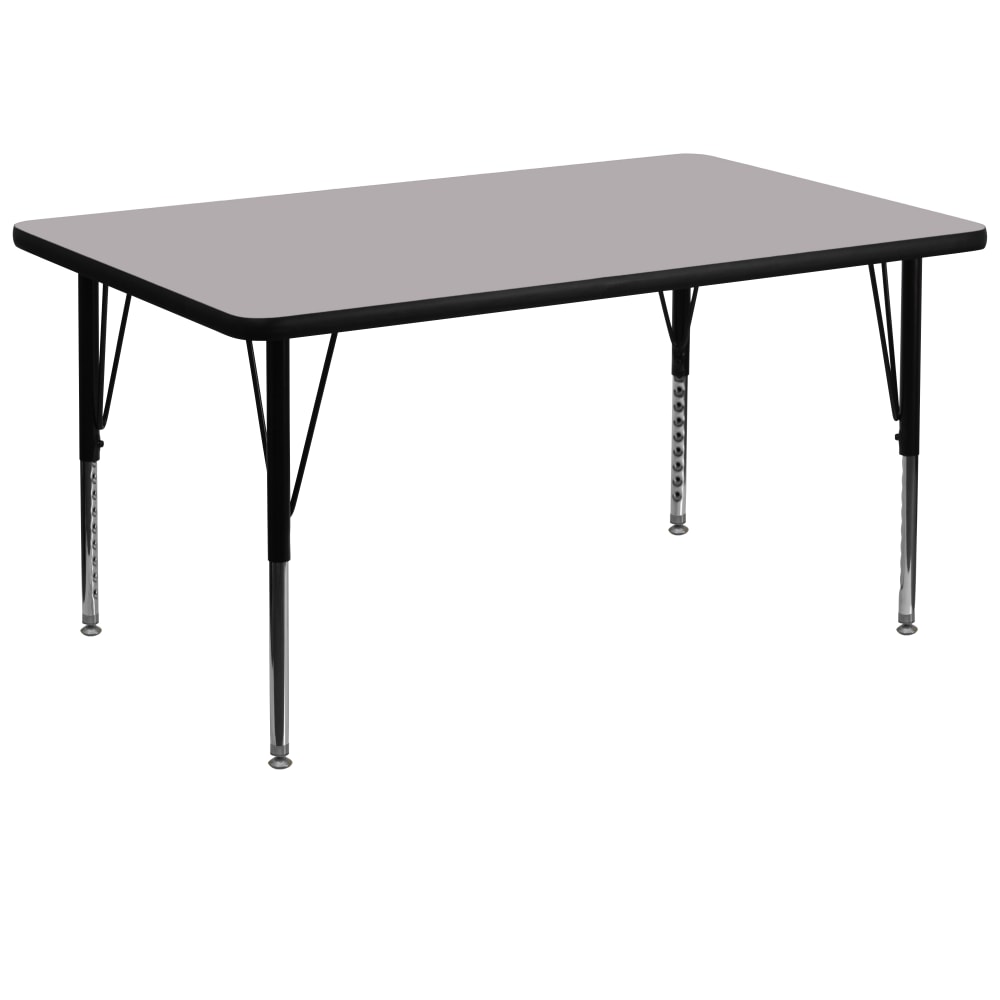 Flash Furniture 72inW Rectangular Thermal Laminate Activity Table With Short Height-Adjustable Legs, Gray MPN:XUA3672RECGYTP