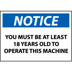 Machine Labels - Notice You Must Be 18 Years Old To Operate This Machine N373AP