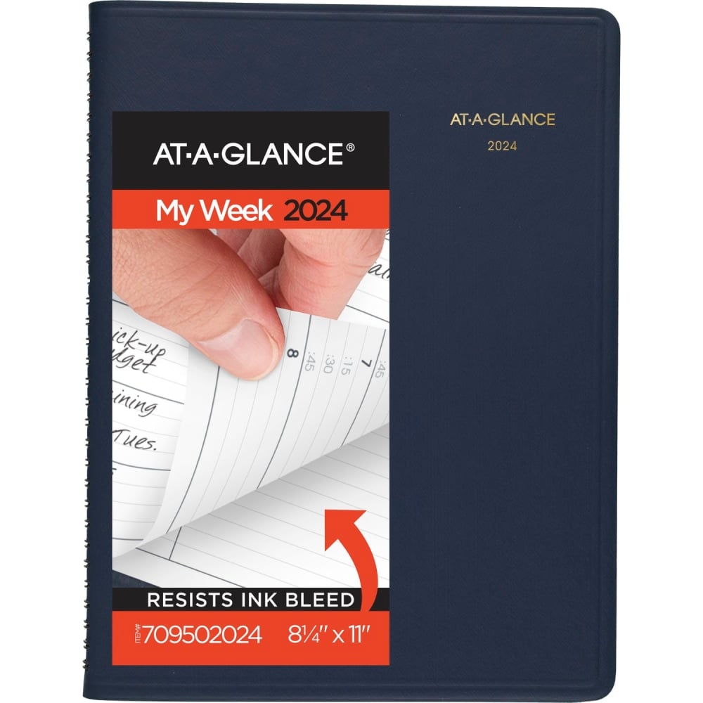 2024-2025 AT-A-GLANCE 13-Month Weekly Appointment Book Planner, 8-1/4in x 11in, Navy, January 2024 To January 2025, 7095020 (Min Order Qty 3) MPN:709502024