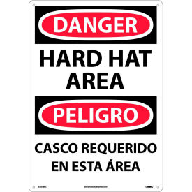 NMC™ Bilingual Plastic Sign Danger Hard Hat Area 14