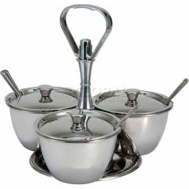Winco RS-3 3 Unit Relish Server Holds 3 Canisters Stainless Steel - Pkg Qty 6 RS-3