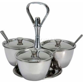 Winco RS-3 3 Unit Relish Server Holds 3 Canisters Stainless Steel RS-3 - Pkg Qty 6
