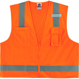 Ergodyne GloWear 8249Z-S Hi-Vis Surveyors Vest Class 2 Economy Single Size XS Orange 24511