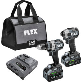 Flex 2 Tool Combo Kit w/ Hammer Drill Turbo Mode Quick Eject Impact Driver & Stacked-Lithium FXM202-2G