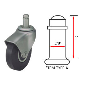 Algood Hooded Type Series Chair Caster with Soft Rubber Wheel S722375SX12SR - Stem Type A S0722-375Sx1-2SR