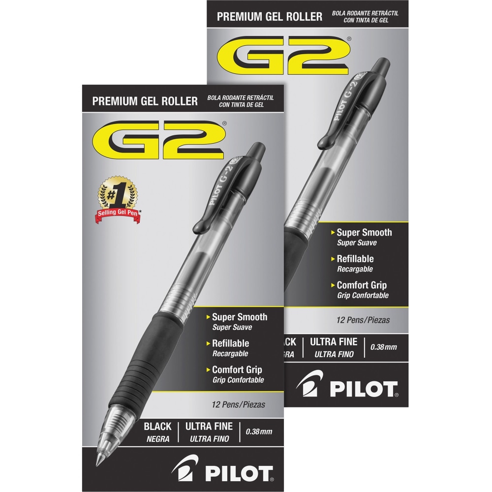 Pilot G2 Premium Gel Roller Retractable Pens - Ultra Fine Pen Point - 0.38 mm Pen Point Size - Refillable - 31277BD MPN:31277BD