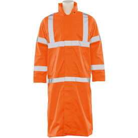 ERB® S163 ANSI Class 3 Long Raincoat 3XL Hi-Viz Orange WEL62039HO3X