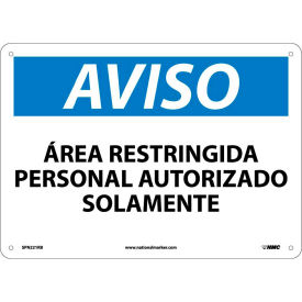 Spanish Plastic Sign - Aviso Area Restringida Personal Autorizado Solamente SPN221RB