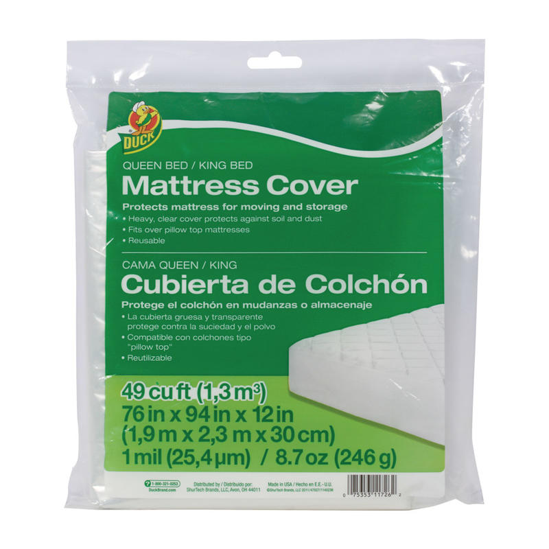 Duck Mattress Cover, Queen/King, 76inH x 94inW x 12inD, Clear MPN:1140236