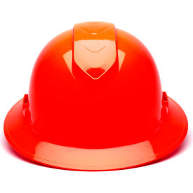 Ridgeline Vented Full Brim Hard Hat Vented Hi-Vis Orange Full Brim 4-Point Ratchet Suspension HP54141V - Pkg Qty 12