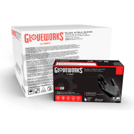 Ammex® GPNB GlovePlus Industrial Grade Nitrile Gloves Powder-Free Black Large 100/Box GPNB46100