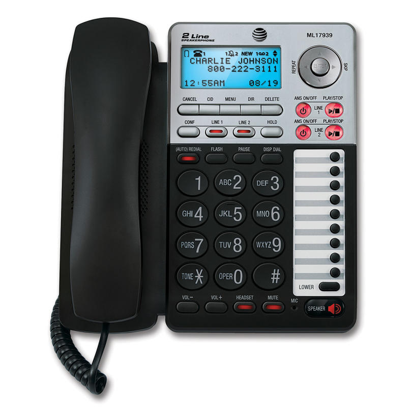 AT&T ML17939 2-Line Corded Phone with Speakerphone & Digital Answering System, Black MPN:ML17939