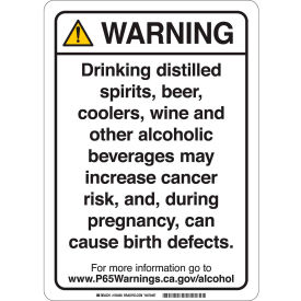 Brady® 150450 Prop 65 Regulatory Sign Alcohol 10