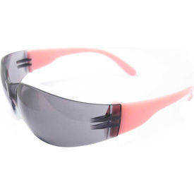 ERB® Lucy Frameless Safety Glasses Anti-Scratch/Anti-Fog Smoke Lens Pink Temples Pack of 12 WEL17947PIGYAF - Pkg Qty 12