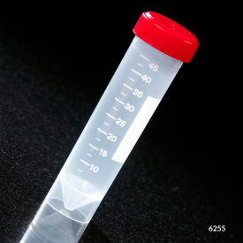 Transport Tube 50mL Red Screw Cap PP Printed Graduations Conical Bottom Sterile 500/Pack 6256