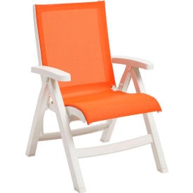 Grosfillex® Jamaica Beach Folding Chair Orange Sling w/ White Resin Frame UT095004 - Pkg Qty 2