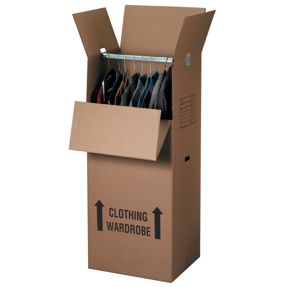 Partners Brand Heavy-Duty Double Wall Corrugated Wardrobe Boxes, 24in x 20in x 60in, Kraft, Pack Of 5 Boxes MPN:242260WARD