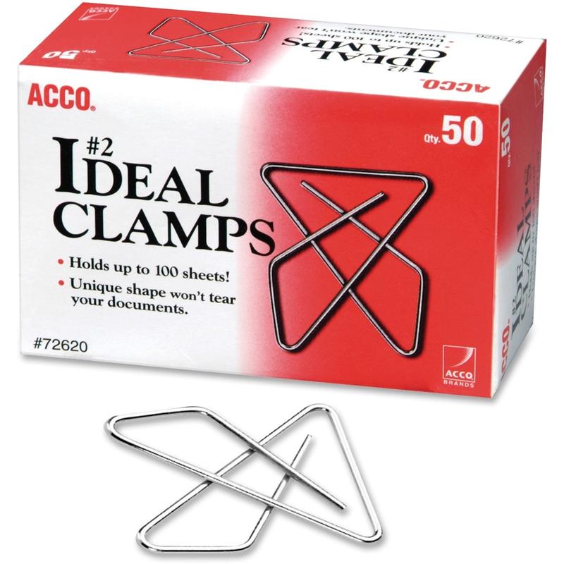 ACCO Ideal Clamps Butterfly Paperclips, No. 2, 50 Per Pack, 3 Packs MPN:72643