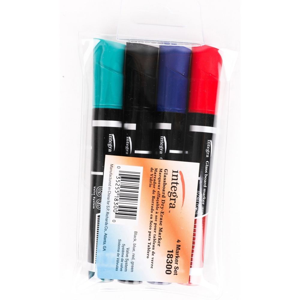 Integra Dry-Erase Markers - Erasable - Assorted Ink - 4 / Pack MPN:18300