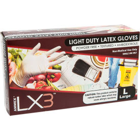Ammex® LX3 Industrial Grade Latex Gloves Powder-Free Natural XL 100/Box - Pkg Qty 10 LX348100