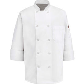 Chef Designs Men's 10 Button-Front Chef Coat Pearl Buttons White Polyester/Cotton 3XL 0415WHRG3XL