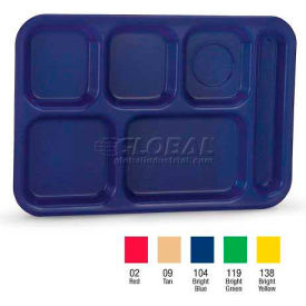 Vollrath® Traex Polypropylene School Compartment Trays 2015-104 Right Hand Tray Bright Blue 2015-104 - Pkg Qty 24