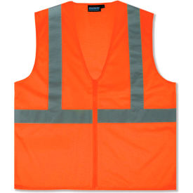 ERB® Aware Wear® S363 ANSI Class 2 Economy Mesh Safety Vest Zipper Closure 3XL Orange WEL61457HO3X