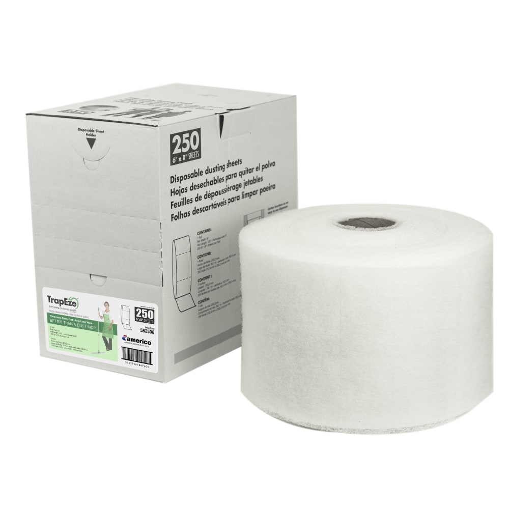 Americo TrapEze Disposable Dusting Sheets, 6in x 8in White, Roll Of 250 Sheets (Min Order Qty 2) MPN:582508