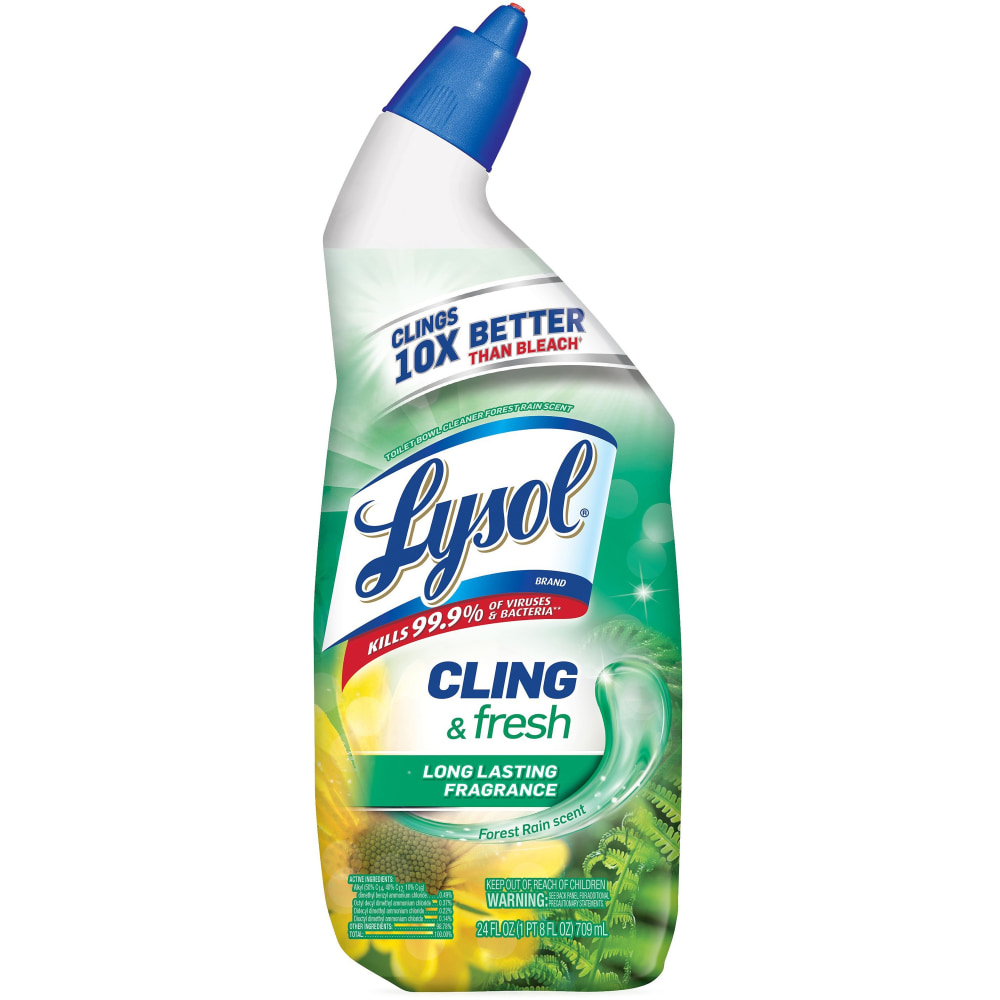 Lysol Toilet Bowl Cleaner - 24 oz (1.50 lb) - Forest Rain Scent - Disinfectant - Blue Squeeze Bottle - 1 Each MPN:98010