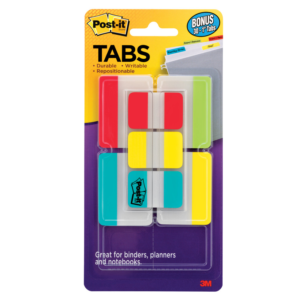 Post-it Notes Durable Filing Tabs, 1in And 2in Tabs, Pack Of 7 Pads (Min Order Qty 7) MPN:686-VAD2