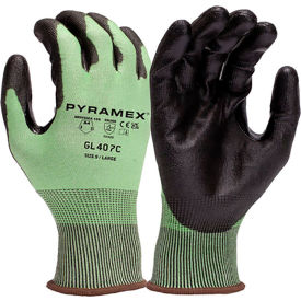 Pyramex® Cut Resistant Gloves Polyurethane Coated ANSI A4 XL Green GL407CXL - Pkg Qty 12