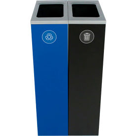 Busch Systems Spectrum Cube Slim Double Recycling Station For Recycle & Waste 20 Gal Cap Blue/Blk 101186
