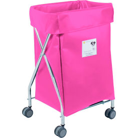 R&B Wire Wide Collapsible Hamper Steel Pink Vinyl Bag 655PNK