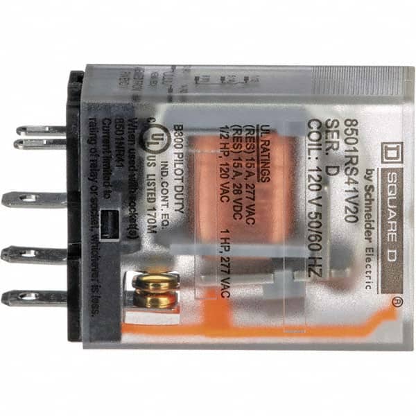 1 hp at 240 Volt & 1/2 hp at 120 Volt, Electromechanical Plug-in General Purpose Relay MPN:8501RS41V20