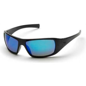 Goliath™ Safety Glasses Ice Blue Mirror Lens Black Frame SB5665D - Pkg Qty 12