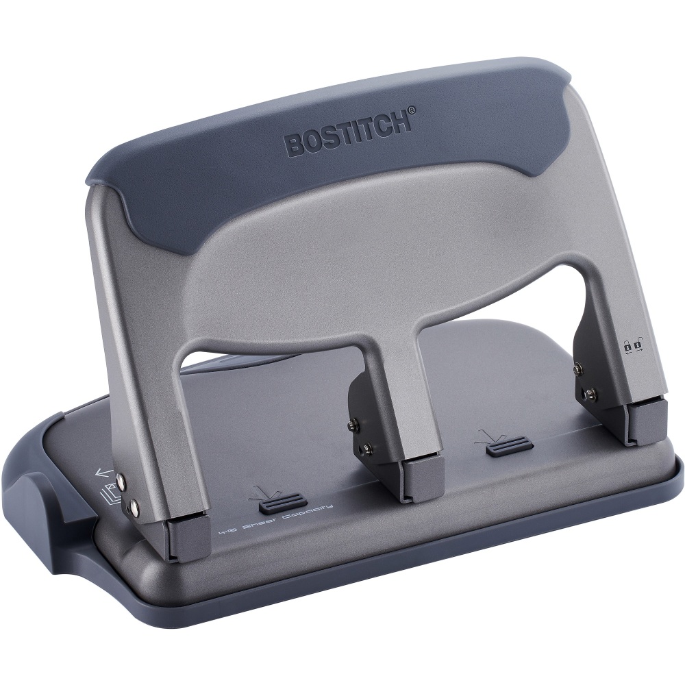 Bostitch Antimicrobial EZ Squeeze Hole Punch - 3 Punch Head(s) - 40 Sheet of 20lb Paper - 9/32in Punch Size - Metal (Min Order Qty 2) MPN:HP40AM