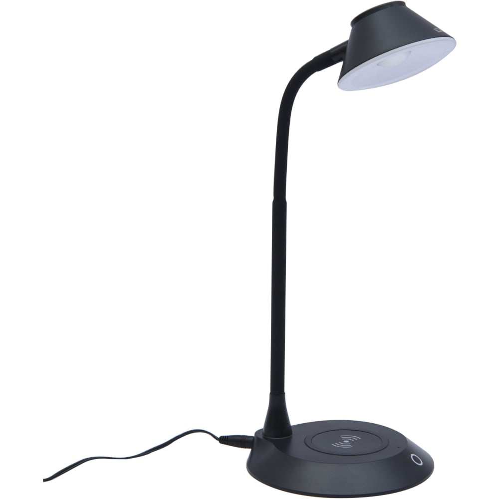 Data Accessories Company MP-323 LED Desk Lamp - 5 W LED Bulb - Adjustable Brightness, Qi Wireless Charging, Flicker-free, Glare-free Light, Dimmable, Touch Sensitive Control Panel, Flexible Neck - Desk Mountable - Black - for Desk, Phone MPN:2343