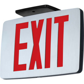 Hubbell CCEDRE LED Die-Cast Thin Exit Brushed Face Black Dual Face Red Letters w/Battery CCEDRE
