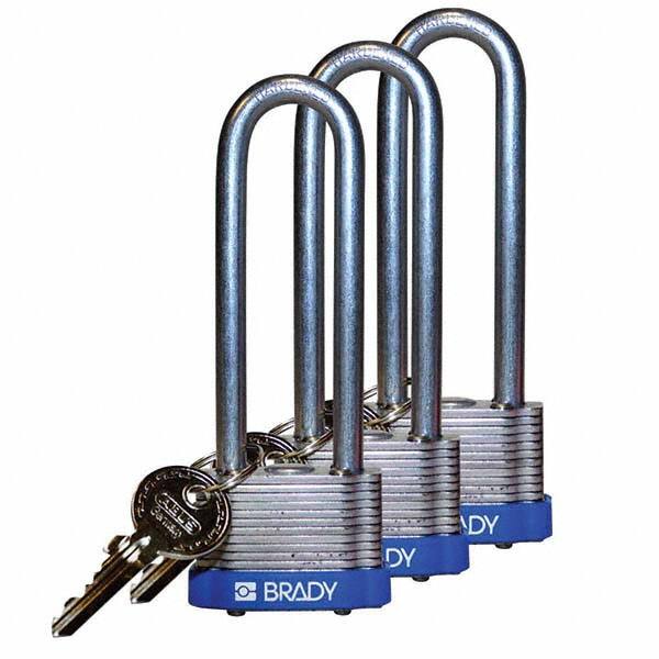 Lockout Padlock: Keyed Alike, Key Retaining, Steel, 3
