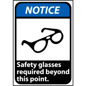 Notice Sign 14x10 Aluminum - Safety Glasses Required Beyond This Point NGA22AB