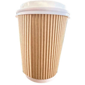Karat® Ripple Hot Cups 12 oz. Capacity Kraft/White 500/Carton C-KRC512