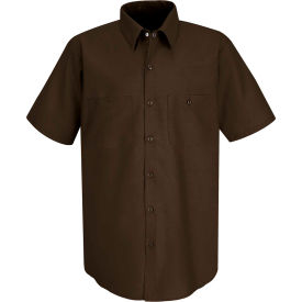 Red Kap® Men's Industrial Work Shirt Short Sleeve Chocolate Brown M SP24 SP24CBSSM