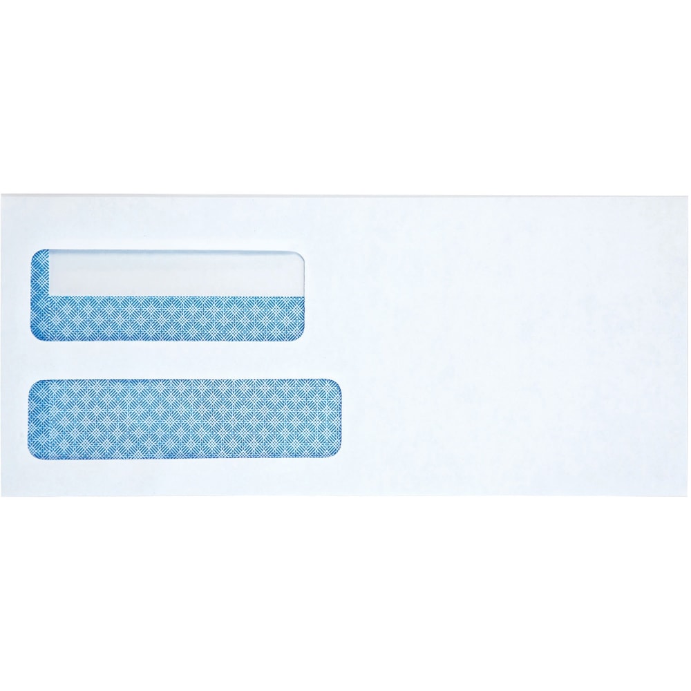 Business Source Double Window #10 Envelopes - Double Window - #10 - 24 lb - Self-sealing - White - 1 Box MPN:03141