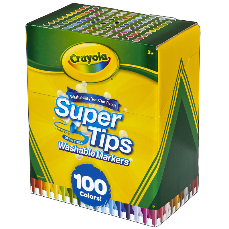 Crayola Washable Super Tips Markers, Assorted Colors, Pack Of 100 Markers MPN:BIN585100
