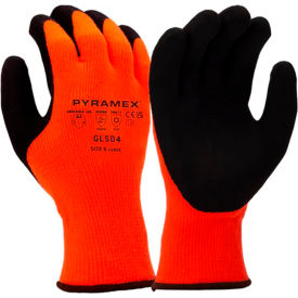 Pyramex® GL504 Insulated Cut Resistant Dipped Gloves Latex Coated ANSI A3 2XLHi-Vis Orange GL504X2 - Pkg Qty 12