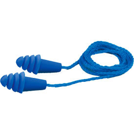 Elvex® Quattro™ Reusable Earplugs Corded NRR 27dB Blue 100 Pairs/Box WELEP411
